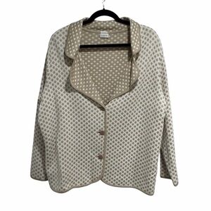 2/$40 Lucia Cream and Tan Patterned Button-Up Long Sleeve Cardigan
